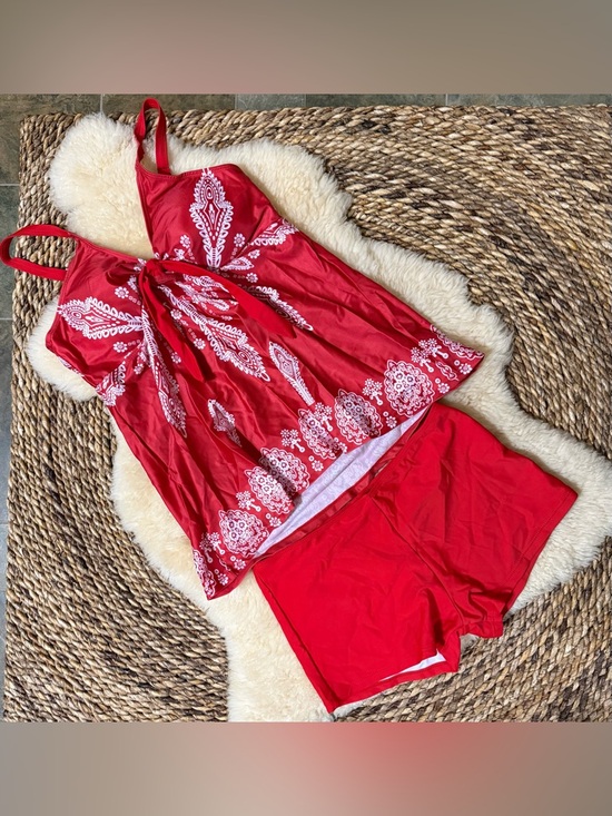 Other - Red Printed Women's Sleep Tankini Set